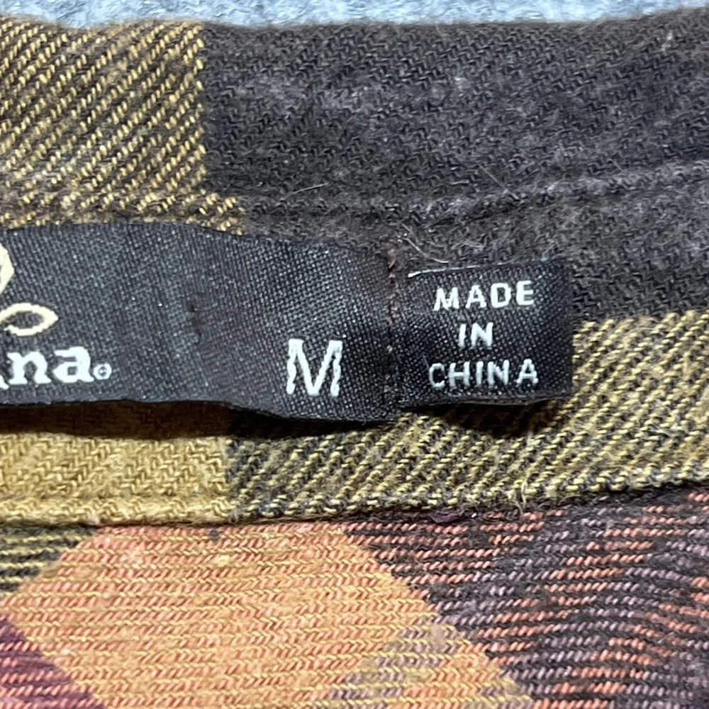 PrAna Shirt Womens Medium Brown Plaid Flannel Long Sleeve Popover Casual - Picture 4 of 7